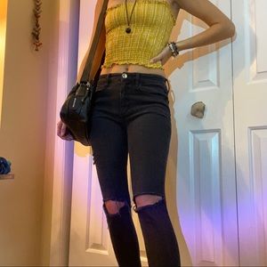 American Eagle Distressed Denim Black Jeggings